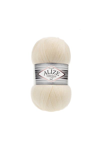 Alize Superlana Crochet Hand Knitting Thread Μαλλί Κωδικός χρώματος:01 Κρέμα