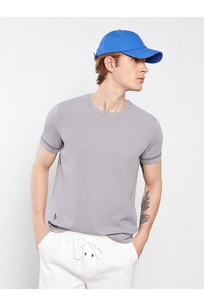 LC Waikiki Lcwaıkıkı Klassisches, kurzärmliges Herren-Strick-T-Shirt mit Rundhalsausschnitt