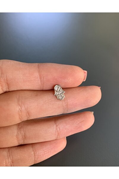 Atelier Çağla Cerrahi Çelik Gümüş Renk Fatma Ana Eli Helix Tragus Kıkırdak Conch Piercing