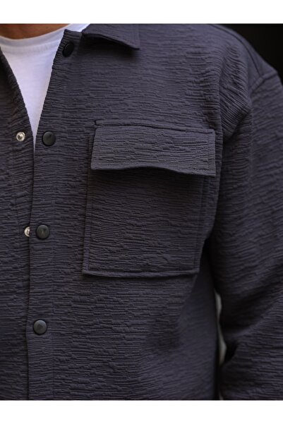 HAWKKİNG Cămașă de iarnă supradimensionată pentru bărbați, matlasată, cu un singur buzunar