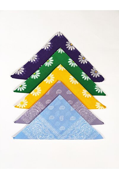 Fular Marketi 100% bumbac 5 bucăți unisex margaretă și bandană cu model etnic