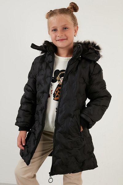 Lela Winter Long Coat with Faux Fur Collar, Removable Hooded Plush Lining, Girl's Coat 576000