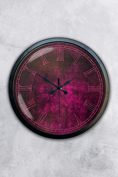 Kasva Concept Gift 40 Cm Black Metal Purple Wall Clock