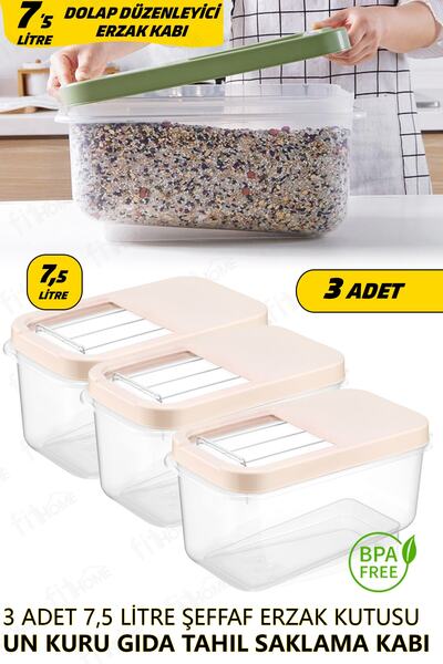 fitfiyat Multibox 7.5 Liter Sliding Lid Multi-Purpose Tablet Detergent Food Storage Container 3 Pieces!