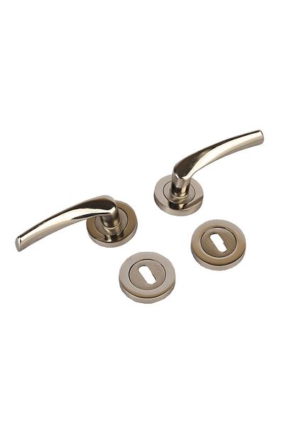 BURASI HIRDAVAT Bravo Rosette Nickel Satin Room Door Handle with Connection Screws