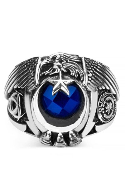 Anı Yüzük Erkek Kırmızı Kartal Figürlü Özel Model Tasarım 925 Ayar Gümüş 1999...