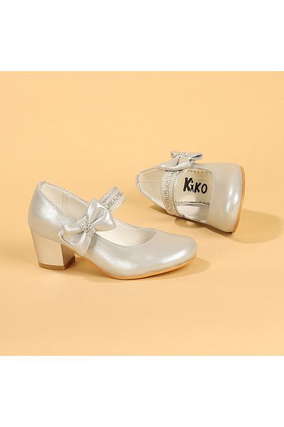 KARAMAZI Kiko 752 Vakko Daily Pantofi de balerină cu toc de 4 cm pentru fete, argintiu