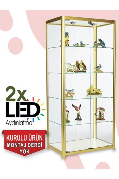 TEDA Camlı Vitrin - Camlı Dolap - Camlı Koleksiyon Vitrini - Cam Raf - Kurulu Ürün 180x80x40