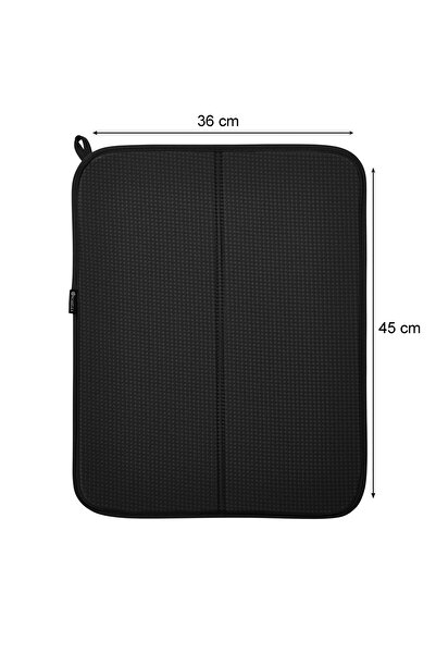 HOMELKA Bulaşık Kurutma Örtüsü Siyah Renk Nanofiber Bulaşık Matı Ultra Emici Bulaşık Örtüsü