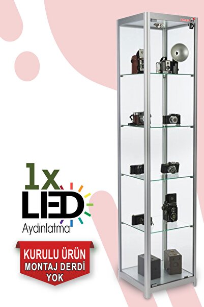 Bubizde Camlı Vitrin - Camlı Dolap - Camlı Koleksiyon Vitrini - Cam Raf - Kur...