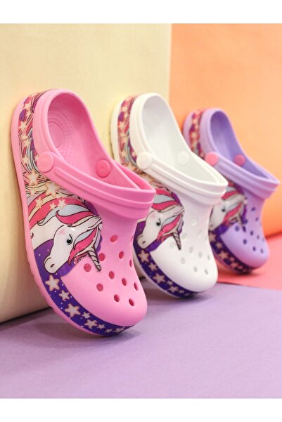 solariz Unicorn Desenli Pembe Yazlık Çocuk Terlik