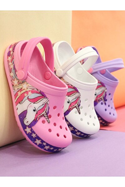 solariz Unicorn Desenli Pembe Yazlık Çocuk Terlik