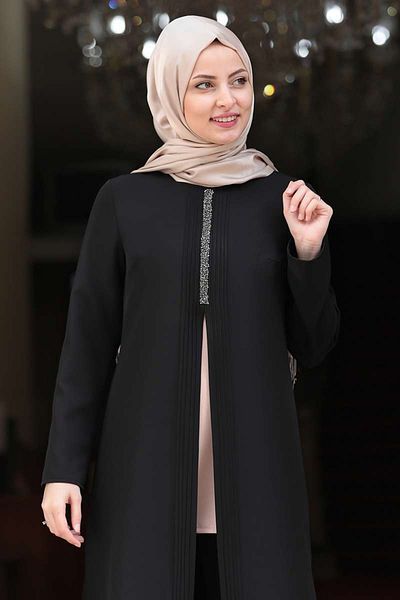 Fashion Showcase Ribbed Stone Detail Double Set Black Fsc2066