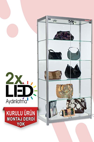 TEDA Camlı Vitrin - Camlı Dolap - Camlı Koleksiyon Vitrini - Teşhir Vitrini 175x70x30