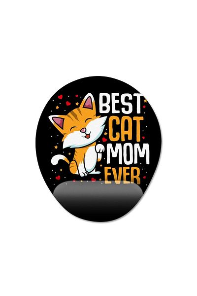 Pixxa موديل لوحة ماوس لدعم المعصم من Best Cat Mom Ever - 3 بيضاوي