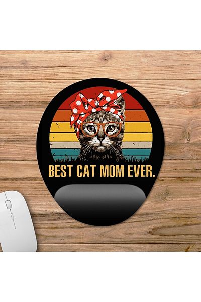 Pixxa موديل لوحة ماوس لدعم المعصم من Best Cat Mom Ever - 2 بيضاوي