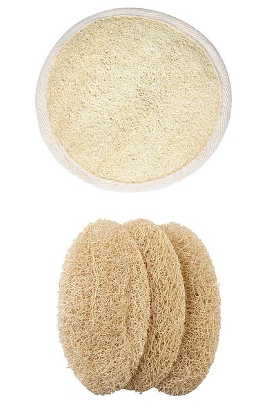 Layes Disc 3-Piece Face Pumpkin Fiber Washcloth and Natural Pumpkin Fiber Face and Body Washcloth Large Washcloth