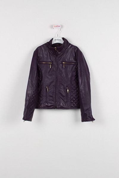 incity Girl's Purple Leather Coat