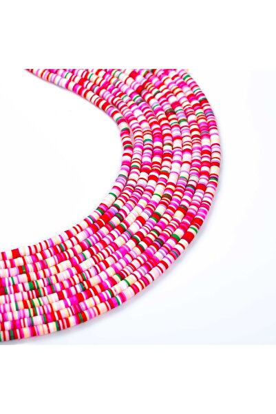 yfhobi 1 Dizi (40 Cm) - 6 Mm Fimo Boncuk, Fuşya Tonu Polimer Kil Fimo Boncuk ...