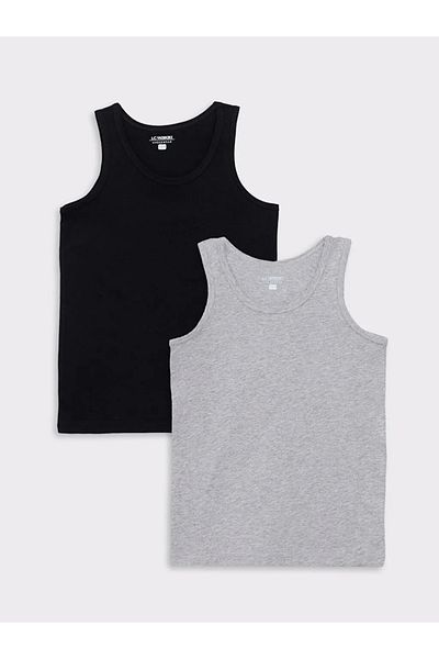 LC Waikiki LCW Kids Crew Neck Basic Cotton Boy Undershirt 2-pack