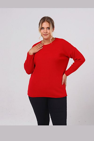 AYASOFYA OTANTIK Women's Red Sausage Collar Thessaloniki Knitted Knitwear Sweater
