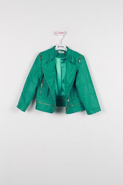incity Girl Green Leather Coat