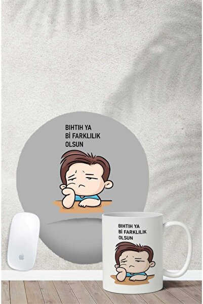 Gizeo Concept Bıhtıh Ya Bi Farklılık Olsun Desenli Bilek Destekli Mouse Pad K...