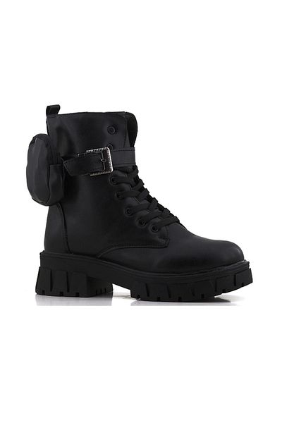 Aleza Shoes Carmen Black Skin Γυναικείες Μπότες με Αντιολισθητική Σόλα Πορτοφόλι