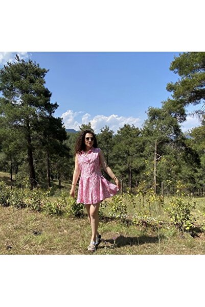 KAMER Gömlek Yakalı Volanlı Mini Elbise