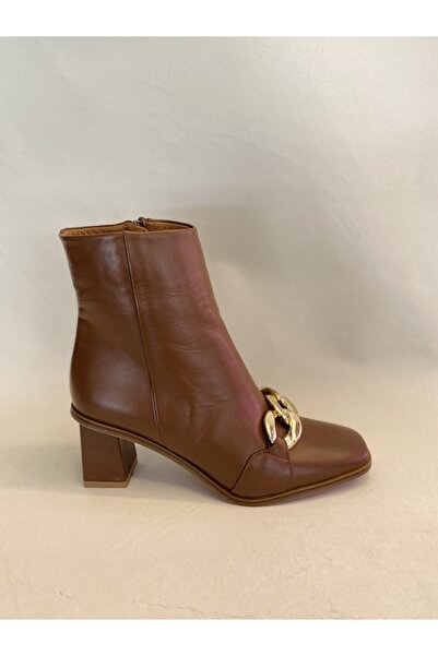 STEP MORE Hakiki(gerçek)deri Kalın Topuklu Aksesuar Detaylı Günlük Bot