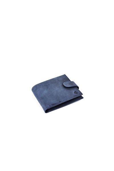 Eminsa Men's Dark Blue Crazy Leather Wallet with Snap Fasteners