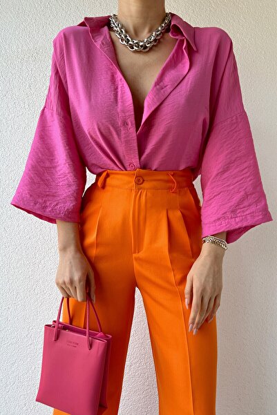 bymaestro woman Помаранчеві жіночі штани-палаццо з плісировкою