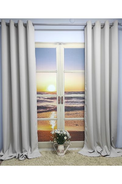 Evcimenhome Rustic Curtain with Black Eyelet Capsule 140x250 stones