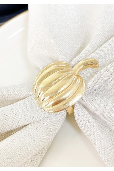 iQey Home Bal Kabağı Peçete Halkası / Gold Peçete Yüzüğü 6’lı Set