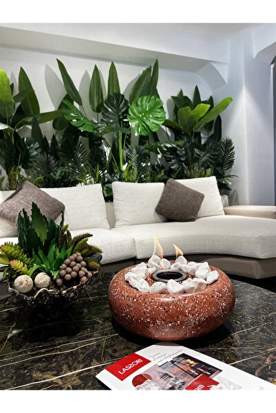 Lassori Artemis Kiremit Rengi Dekoratif Bioethanol Masaüstü Şömine