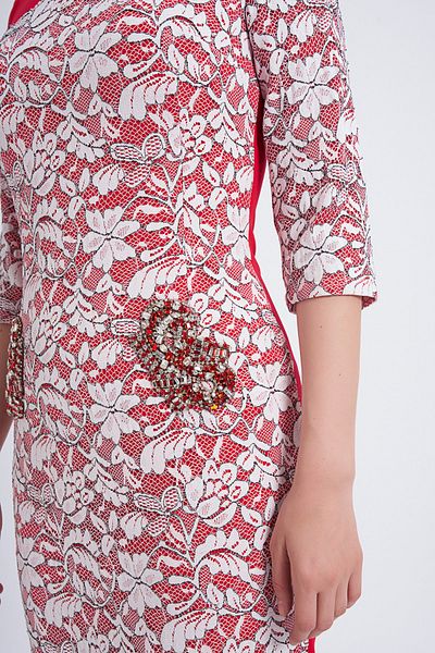 Balizza Blz-front Lace Guipure and Stone Embroidered Dress