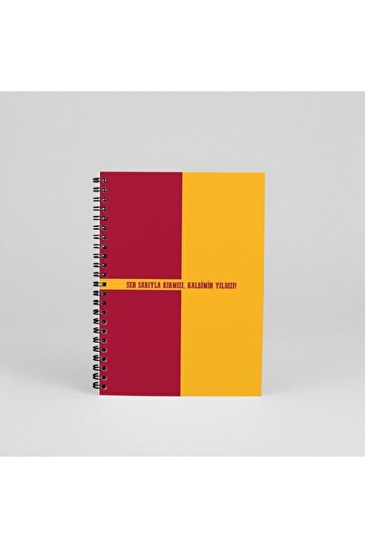 Bikutumutluluk Tasarım Spiralli Defter - Taraftara Hediye Sarı Kırmızı