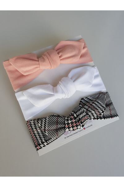 swan butik طقم إبزيم باندانا للأطفال البنات مكون من 3 قطع باللون الوردي الفاتح والأسود المنقوش والأصفر