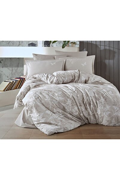 Clasy Ranforce 100% Pamuk Çift Kişilik Nevresim Takımı Natur V2 Gri