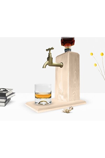 Bk Gift Home Musluklu Doğal Ahşap Viski Standı