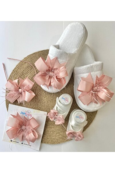 irembaby Anne Bebek Lohusa Seti Pudra Pembe Lohusa Tacı Terlik Bebek Ayakkabı...