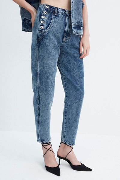 Trendyol Collection Blugi X Zeynep Tosun Blue Acid Washed TPRAW23JE00001