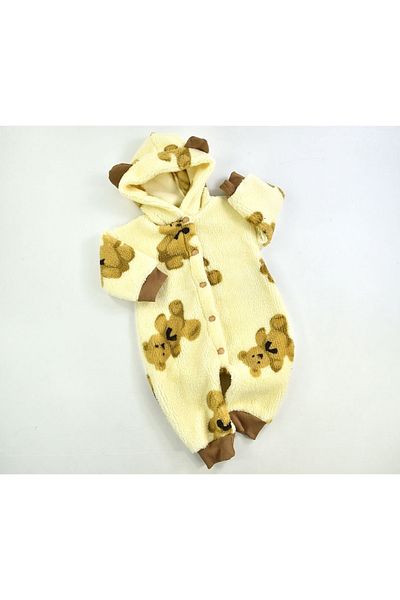 popshops baby Hooded Baby Jumpsuit with Teddy Bear