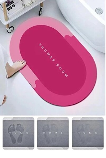 MOBEE Su Emen Kaymaz Dayanıklı Hızlı Kuruyan Banyo Paspası Pembe