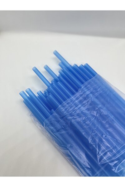 Bursa Pipet Mavi Bubble Tea Frozen Smoothie Ve Milkshake Uyumlu Pipet Kalın Kokteyl Pipet 50 Adet
