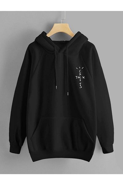 CANDEL Unisex Cactus Back Printed Hooded Sweatshirt