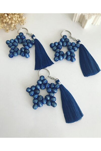 elemeğim 20 قطعة من سلسلة المفاتيح المصنوعة من الخرز على شكل نجمة زرقاء - حزم...