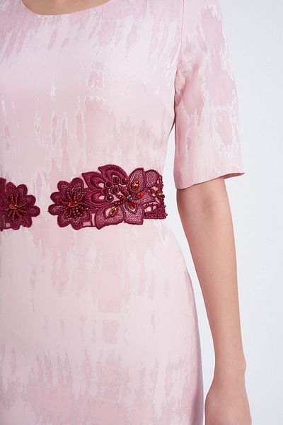 Balizza Blz-Patterned Evening Dress with Embroidered Waist Detail