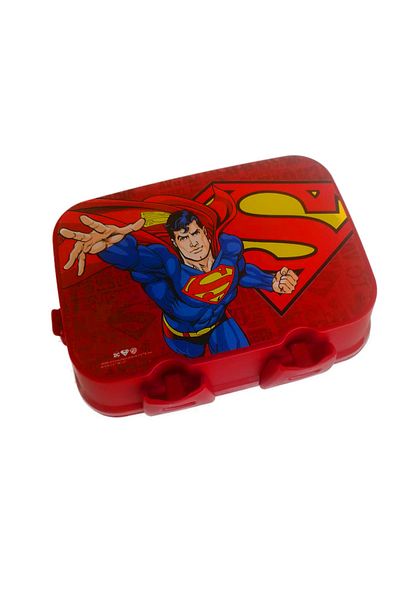 Tuffex Supermen 2 Layers 4 Compartments with Fork and Spoon, Vibrant Colored 1st Quality Lunch Box