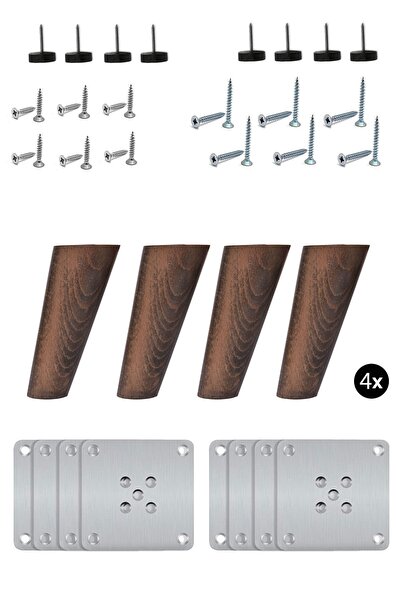 Bestekar Wooden Conical Leg - 10 Cm Walnut - 16 Pieces - Furniture, Armchair,...